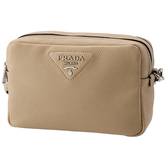 Prada Logo Tan Bag Leather Strap Shoulder - Picture 1 of 12